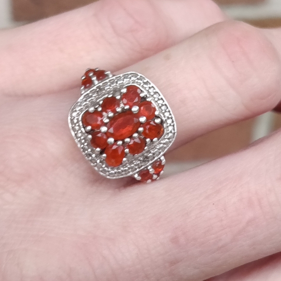 Retired Sterling Chuck Clemency QVC Orange Sapphire Ring - Picture 3 of 7